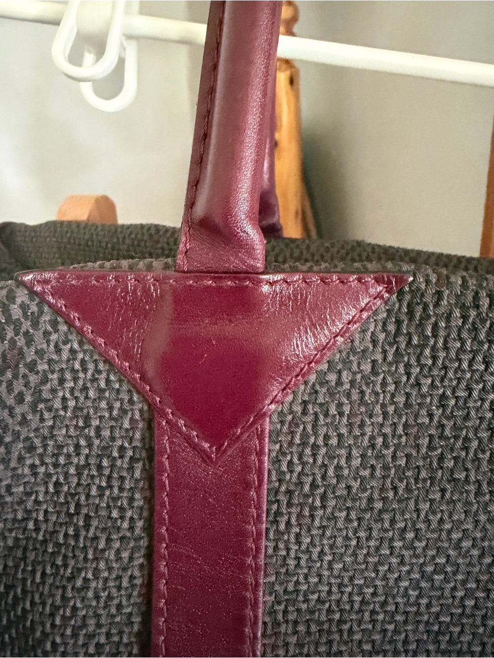 Vintage Yves Saint Laurent Burgundy & Gray Boston Bag | Classic YSL Satchel | Au - Picture 5 of 15